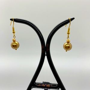 Gold pearl earrings by JBJ